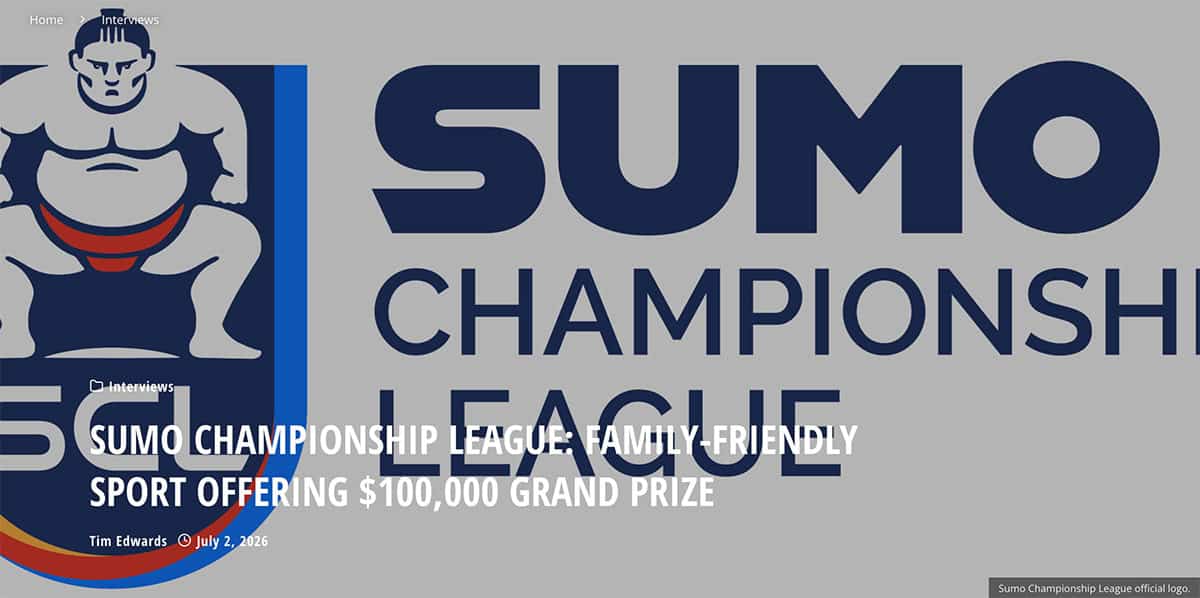 Sumo Championship League logo with sumo wrestler icon and text.